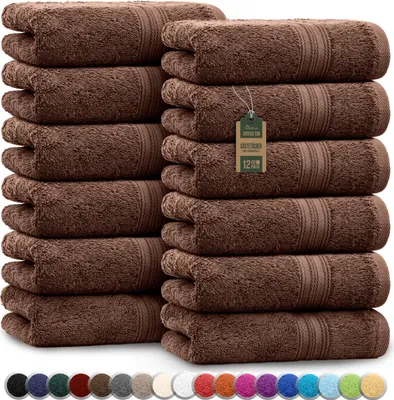 Produktbild von Frottier Gästetücher 12er Pack 30x50cm, 100% Baumwolle, Schoko braun