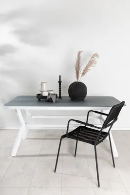 Produktbild von Rechteckiger Gartentisch Virya Grau 160x90x74 cm aus Aluminium und Glas