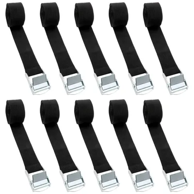 Image de Sangles de tension courtes avec fermeture à clip, 10 pièces, noires, 2,5 x 60 cm