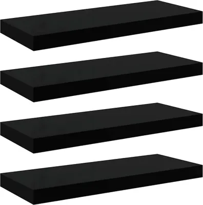 Obrázek produktu pro vidaXL Závěsné police 4 ks. Vysoce lesklá černá 60x23,5x3,8 cm MDF