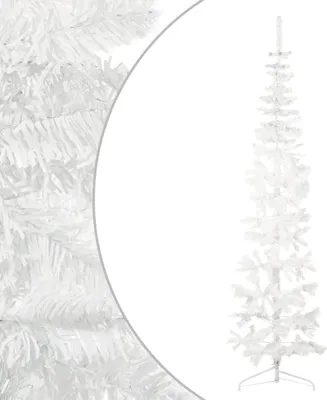 Produktbild von The Living Store Künstlicher Halb-Weihnachtsbaum mit Ständer Schlank Weiß 210 cm