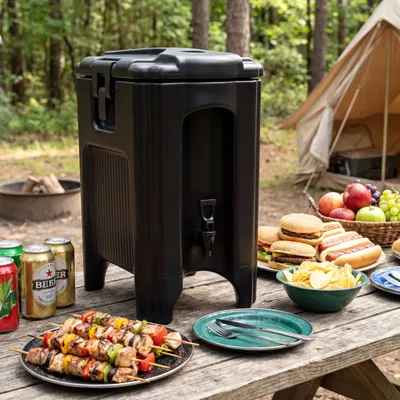 Produktbild von COSTWAY Getränkespender, lebensmittelechter 16,5 L Heiß- & Kaltgetränkespender, stapelbare Isolierkanne mit Zapfhahn für Restaurant, Café, Party, Outdoor
