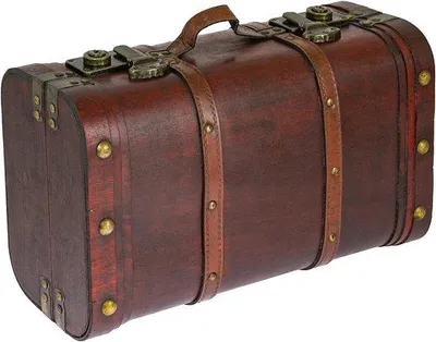 Zdjęcie produktu dla Drewniana skrzynia skarbów w stylu vintage – duży rozmiar – wymiary 40 x 23,5 x 16,5 cm – dekoracyjna – pojemnik do przechowywania – skrzynia drewniana – styl peruwiański