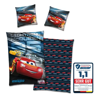 Produktbild von Disney Cars Bettwäsche Set 135x200 80x80 cm Rot Blaue Fleece Bettwäsche für den Winter mit Reißverschluss Microfaser