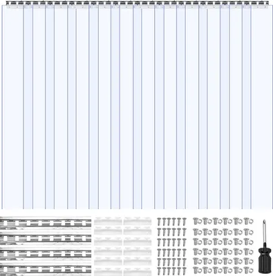 Produktbild von PVC-Streifenvorhang - Lamellenvorhang-Set - 1830 x 2134 mm - 2 mm Dicke - 12er-Pack - -20 bis +60 °C - Für Lager, Kühlraum & Garagentor - Transparent