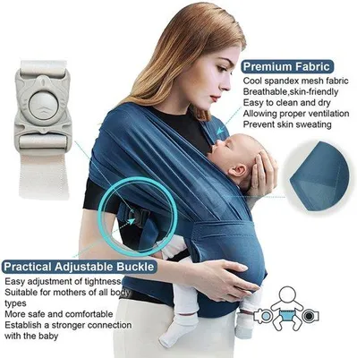 Zdjęcie produktu dla Ibenzoa® – Ergonomiczna nosidło dla niemowląt – 3 pozycje noszenia dla noworodków i dzieci do 20 kg, oddychający, wodoodporny materiał w dwóch kolorach, obwód pasa 85–118 cm