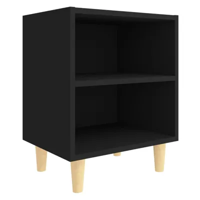 Produktbild von Nachttisch mit Massivholz-Beinen Schwarz 40x30x50 cm