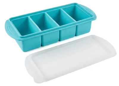 Silikon-Eiswürfelform 1000 ml, 4 Fächer, mit Deckel, BPA-frei, stapelbar