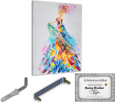 Produktbild von Monica Mirafiori I 100% HANDGEMALT I Gemälde Frau Frühling I 100x70cm | Gemälde Handgemalt | Acrylgemälde | Sehr Großes Acrylbild I Moderne Kunst I