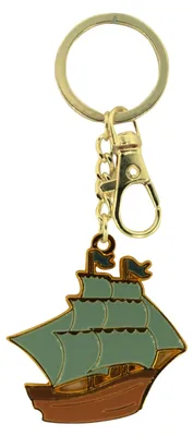 Produktbild von Goldfarbener Schiff Schlüsselanhänger – Maritim