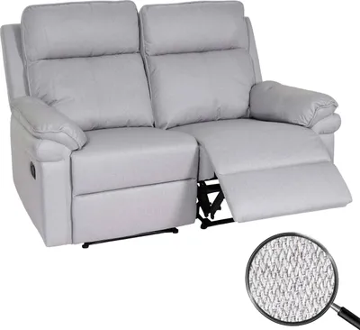 Obrázok produktu pre 2-miestne kreslo do kina HWC-L94, polohovateľné TV kreslo s podrúčkou, funkcia polohovania Nosag suspension látka/textil ~ svetlosivá