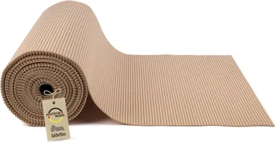 Immagine prodotto di Rotolo di tappetino da 0,65 x 15 m, color sabbia, in PVC, tappetino antiscivolo in schiuma morbida, tagliabile su misura, adatto come base per lavatrice o tappetino da bagno