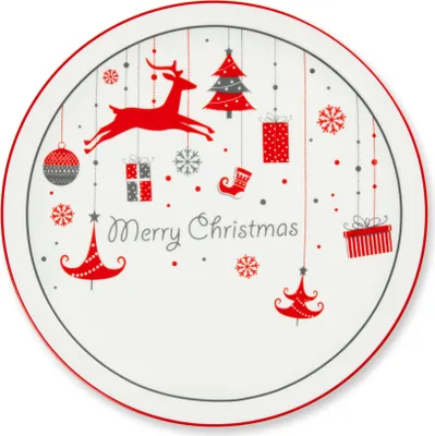 Immagine prodotto di Excelsa set di 6 piatti da panettone Merry Christmas in porcellana colorata