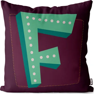 Produktbild von VOID F Buchstaben Vintage Initialen Kissenbezug Kissenhülle Sofakissen Kissen Deko Outdoor-Kissen Dekokissen