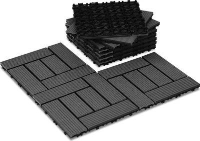 Produktbild von Vigevee WPC Terrassenfliesen, 30x30 cm, 44er Spar Set für 4m², für Garten Balkon Bodenbelag mit Drainage und Klicksystem