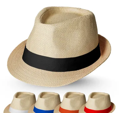 Immagine prodotto di Cappello estivo unisex "Salvador" - Cappello da sole per donna e uomo in stile trilby con elegante nastro in velcro - beige/nero