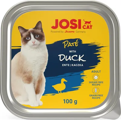 Produktbild von Josera Josicat Pate Duck - Pasteten-Nassfutter für ausgewachsene Katzen mit Ente, 10 Schalen à 100g