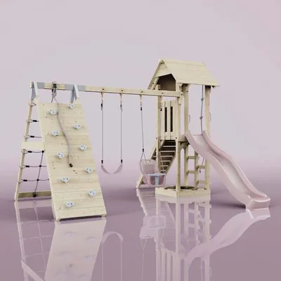Produktbild von OutdoorToys Spielturm Kiruna aus Holz in Rosa Babyschaukel