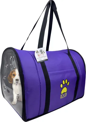 Produktbild von EVE Textile Hunde Katzen Haustier Tragetasche 47x30x30 cm Lila Umhängetasche Handtasche Atmungsaktiv Faltbar zugelassen von Fluggesellschaften