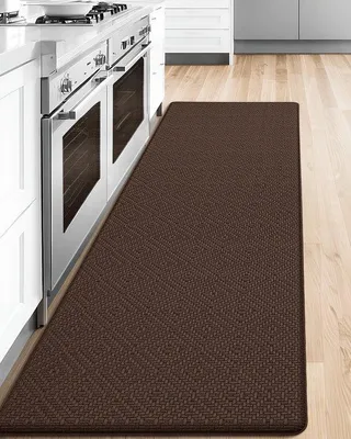 Immagine prodotto di Tappetino da cucina Unyqoos® – antiscivolo, impermeabile, in PVC, colore marrone, dimensioni 44 x 150 cm, con imbottitura in schiuma da 10 mm per comfort e sicurezza