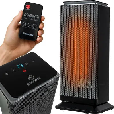 Produktbild von Keramikheizer 2.0 PTC mit Fernbedienung KAMINER LUMNI Turmheizer, Oszillation, LED-Display, Thermostat 10-49 °C, 24-h-Timer, Kippschutz Überhitzungsschutz , W:2000 W