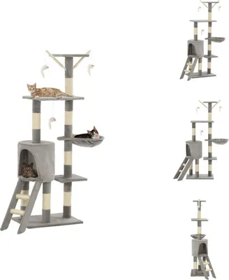 Obrázek produktu pro vidaXL Škrabadlo pro kočky se sisalovými sloupky 138 cm šedé - Škrabadla
