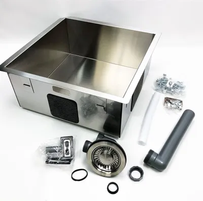 Immagine prodotto di Lavello da cucina Mizzo - Lavello da cucina in acciaio inox - Lavello in acciaio inox da 40-40 cm - Facile installazione a filo e sottopiano - Lavello in acciaio inox satinato - Lavello in acciaio inox
