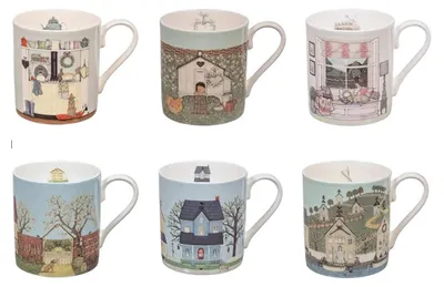 6er-Set Mokken 0,3 l, Fine Bone China, verschiedene Designs