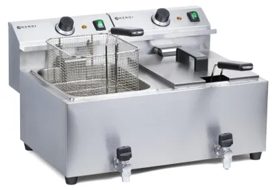 Immagine prodotto di HENDI Profi Line friggitrice con rubinetto di scarico, 2 × 8 l, Profi Line, 16L, 230V/7000W, 610x515x(H)369mm