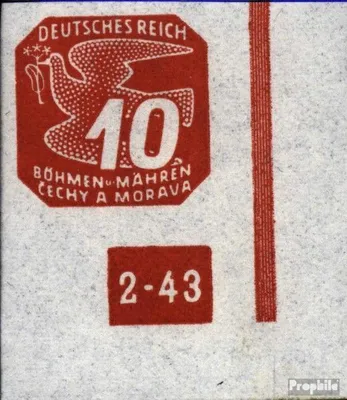 Produktbild von Briefmarken Böhmen und Mähren 1943 Mi 121 mit Plattennummer gestempelt Zeitungsmarken
