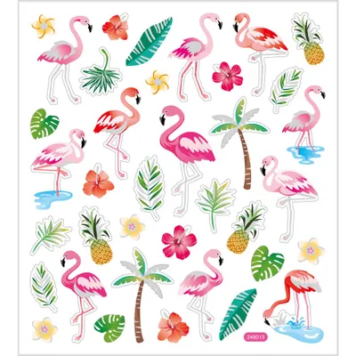 Produktbild von Creativ Firmenaufkleber, Flamingo, Blatt 15x16,5 cm, ca. 37 Stück, 1 Blatt