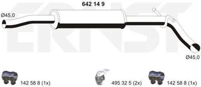 Produktbild von ERNST 642149 Mittelschalldämpfer Schalldämpfer für SKODA ROOMSTER (5J)