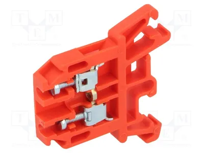 Imagen del producto de 1 conector:Rieles: 1, 0,5 ÷ 2,5 mm²Bornes: 2, rojasB: 5,2 mmZUG-G2,5 A11-0