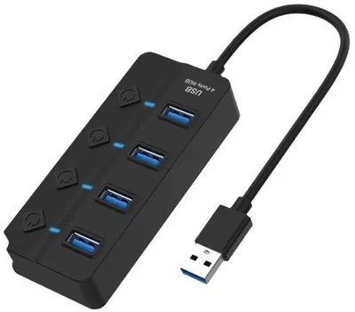 Image de Hub USB 3.0, 4 ports, portable, avec interrupteur marche/arrêt à LED, pour PC, clés USB et autres appareils