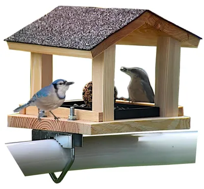 Imagen del producto de Comedero para pájaros - Comedero de madera impregnada - Para balcón - Soporte de 30 a 60 mm