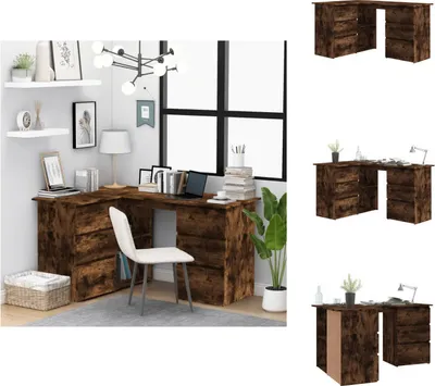 Produktbild von vidaXL Eckschreibtisch Räuchereiche 145x100x76 cm Holzwerkstoff -  Schreibtische