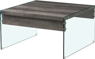 Immagine prodotto di Tavolino CasaDolce NELA, 80x80x45 cm, piano grigio, lati in vetro