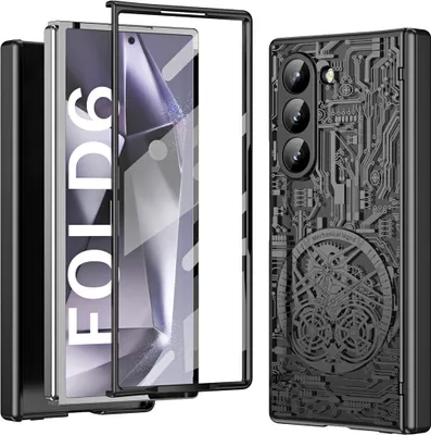 Obrázek produktu pro Pouzdro na Samsung Galaxy Z Fold 6 galvanizované pouzdro s ochranou pantu a průhledným krytem s fólií na displej černé