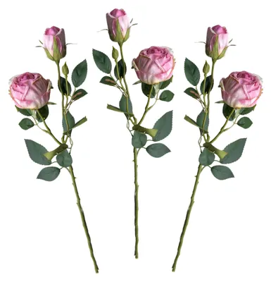 Produktbild von LAYBA Künstliche Rosen 3er-Set Rosa 55 cm, Rosen Kunstblumen mit langem Stiel für Vase, Hochzeit, Event, Tischdeko und Wohnraumdeko
