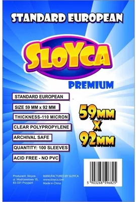 Immagine prodotto di Koszulki Standard European Premium do kart 59x92mm 100 sztuk