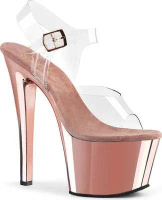 Produktbild von SKY-308 Damen Sandale von Pleaser, Transparent Roségold , EU 42, US 12