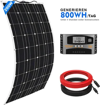 Obrázek produktu pro 200W flexibilních Sada solárních panelů Monokrystalické solární panely 18V solární sada pro obytný přívěs