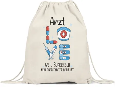 Produktbild von Ich Bin Arzt Weil Superheld Kein Anerkannter Job Ist Turnbeutel Gymsack  Geschenk Danke Sagen