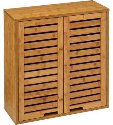 Immagine prodotto di Pensile in bambù - 52 x 59 x 20 cm - Marrone - Mensola compatta per ingresso, soggiorno o camera da letto