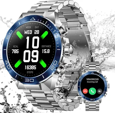 Produktbild von Smartwatch Herren mit Telefonfunktion, 1.44" AMOLED mit IP68 Wasserdicht, Fitness Tracker mit 130 SportModi, Schrittzähler,Pulsmesser Android IOS