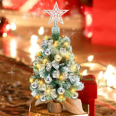 Immagine prodotto di Hengda Albero di Natale Artificiale LED Abete 40 cm Albero di Natale illuminato Decorazione natalizia Albero decorativo di luci, Argento