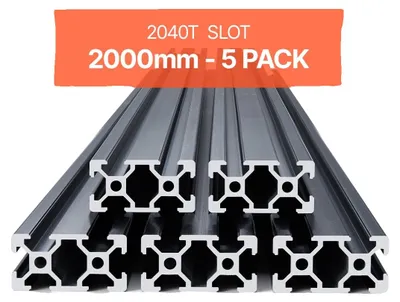 Image de VEVOR Ensemble de 5 pièces 2000 mm rainure en T 2040 profilé extrudé en aluminium, anodisé, profilé fendu pour imprimante 3D, machine CNC DIY, gravure laser, noir