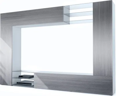 Produktbild von Vladon Wohnwand Mirage,  Germany, Anbauwand mit Rückwand mit 2 Türen, 2 Klappen und 6 offenen Glasablagen, Weiß matt/Avola-Anthrazit (262 x 183 x 39 cm)