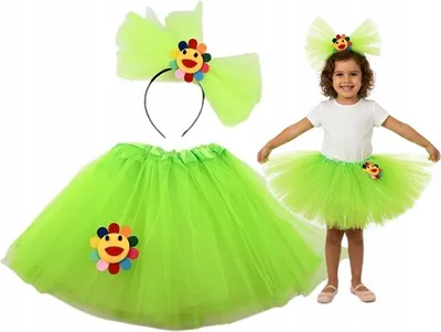 Produktbild von Karnevalskostüm Mädchen Grün Tüllrock & Haarreif - Bequemes Set für Fasching & Party