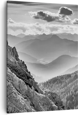Produktbild von Bild auf Leinwand - Leinwandbild - Einteilig - Schwarzweiß Landschaft Berge - 50x70cm - Wand Bild - Wanddeko - Wandbilder - Leinwanddruck - Wanddekoration - Leinwand bilder - Wandbild - PA50x70-4560